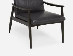 LATONA 100% leather mid-century modern accent chair