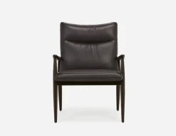 LATONA 100% leather mid-century modern accent chair