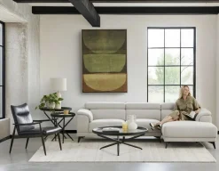 LATONA 100% leather mid-century modern accent chair
