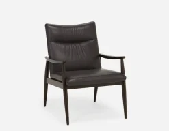 LATONA 100% leather mid-century modern accent chair