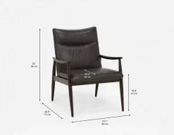 LATONA 100% leather mid-century modern accent chair