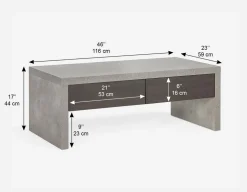 LIAM industrial chic coffee table 116 cm