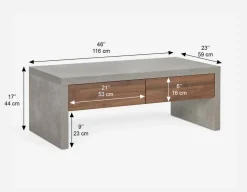 LIAM industrial chic coffee table 116 cm