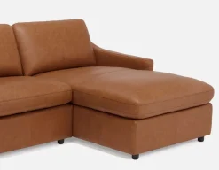 LIMA 100% leather sectional sofa-bed right-facing