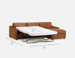 LIMA 100% leather sectional sofa-bed right-facing