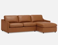 LIMA 100% leather sectional sofa-bed right-facing