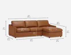 LIMA 100% leather sectional sofa-bed right-facing