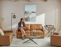 LIMA modern 100% leather 3-seater sofa