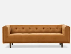 LORETTA mid-century modern velvet 3-seater sofa