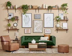 LORETTA mid-century modern velvet 3-seater sofa