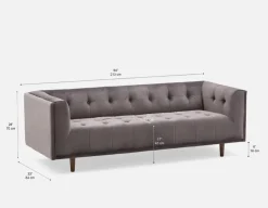 LORETTA mid-century modern velvet 3-seater sofa