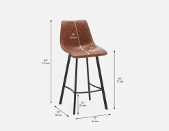 MALI mid-century modern bar stool with backrest 76 cm