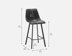 MALI mid-century modern bar stool with backrest 76 cm