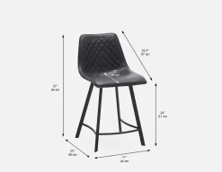 MALI mid-century modern counter stool with backrest 61 cm