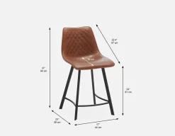 MALI mid-century modern counter stool with backrest 61 cm