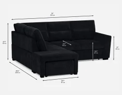 MINNESOTA left-facing sectional sofa-bed with storage