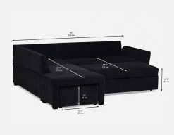 MINNESOTA left-facing sectional sofa-bed with storage