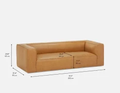 MONTE 100% leather classic 3-seater sofa