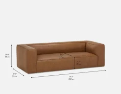 MONTE 100% leather classic 3-seater sofa