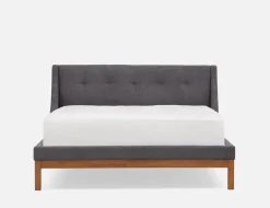 MUROL mid-century modern tufted upholstered wingback queen size bed