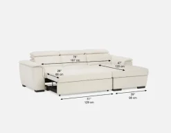 ODETTE contemporary left-facing sectional sofa-bed with storage