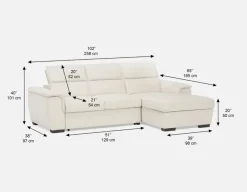 ODETTE contemporary right-facing sectional sofa-bed with storage