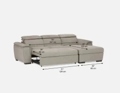 ODETTE contemporary right-facing sectional sofa-bed with storage