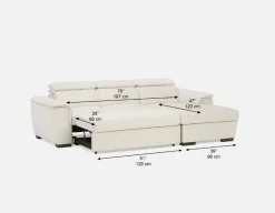 ODETTE contemporary right-facing sectional sofa-bed with storage