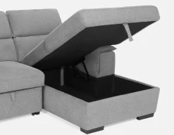 ODETTE contemporary right-facing sectional sofa-bed with storage