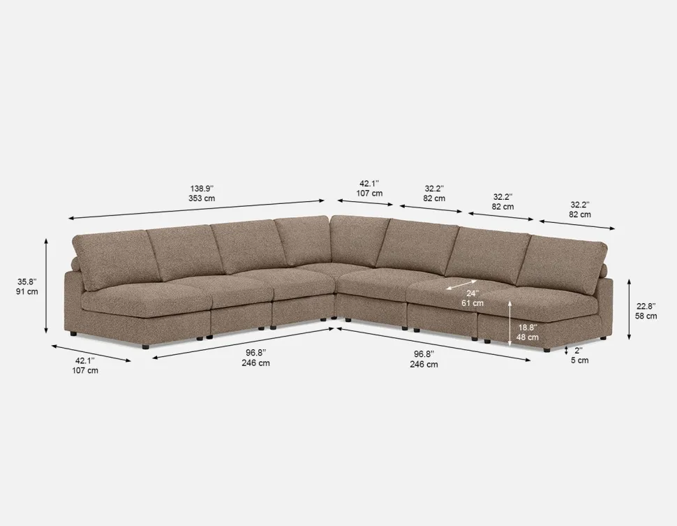 OLISA 7-pc modular interchangeable sofa