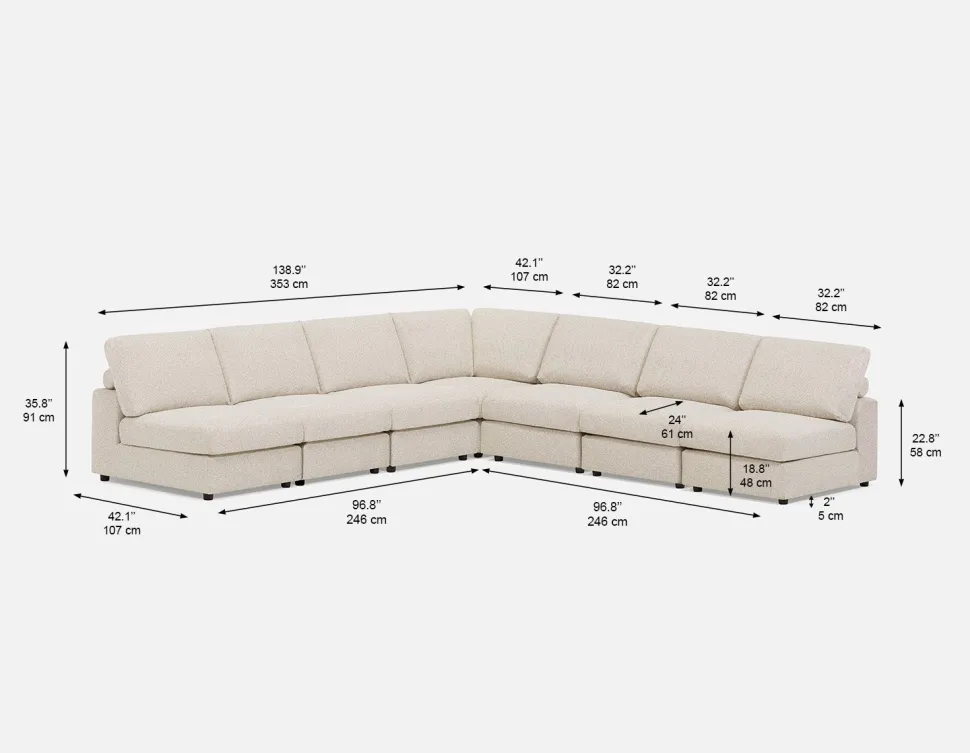 OLISA 7-pc modular interchangeable sofa