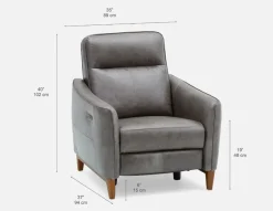 PALMER contemporary modern power-reclining 100% leather armchair