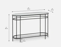 PETE mirrored top console table 120 cm