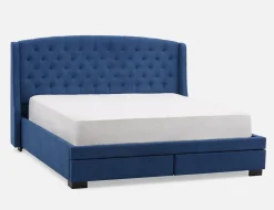 RAVEL traditional tufted upholstered wingback king-size bed with storage