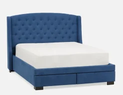 RAVEL traditional tufted upholstered wingback king-size bed with storage