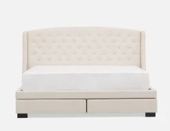 RAVEL traditional tufted upholstered wingback king-size bed with storage