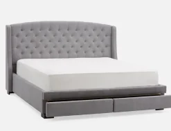 RAVEL traditional tufted upholstered wingback king-size bed with storage