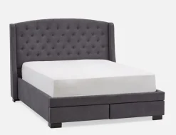 RAVEL traditional tufted upholstered wingback king-size bed with storage
