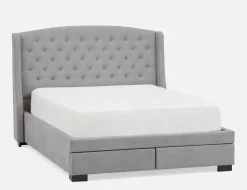RAVEL traditional tufted upholstered wingback king-size bed with storage