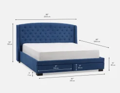 RAVEL traditional tufted upholstered wingback king-size bed with storage