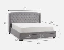 RAVEL traditional tufted upholstered wingback king-size bed with storage