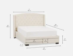RAVEL traditional tufted upholstered wingback queen size bed with storage