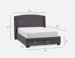 RAVEL traditional tufted upholstered wingback queen size bed with storage