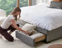 RAVEL traditional tufted upholstered wingback queen size bed with storage