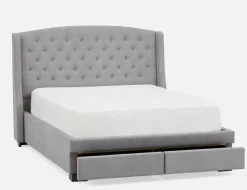 RAVEL traditional tufted upholstered wingback queen size bed with storage