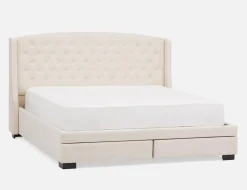 RAVEL traditional tufted upholstered wingback queen size bed with storage