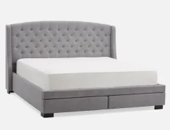 RAVEL traditional tufted upholstered wingback queen size bed with storage