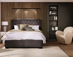 RAVEL traditional tufted upholstered wingback queen size bed with storage
