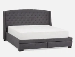 RAVEL traditional tufted upholstered wingback queen size bed with storage