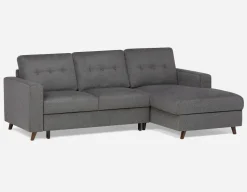 RENEE mid-century modern left-facing sectional sofa-bed with storage